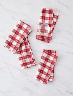 Gingham Napkins (Set Of 4) By Heather Taylor Home -Furniture Store AnabellePlaidNapkins Setof4 15989