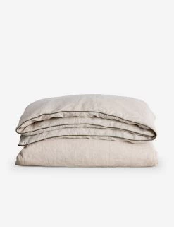 European Flax Piped Linen Duvet Cover By Cultiver -Furniture Store CULTIVER Piped Natural Forest Duvet Cover