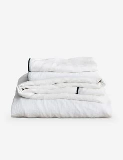 European Flax Piped Linen Sheet Set By Cultiver