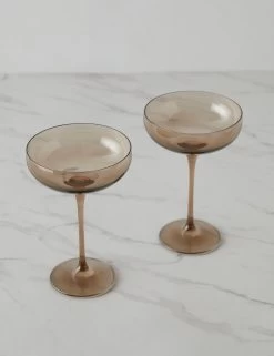 Champagne Coupes (Set Of 2) By Estelle Colored Glass -Furniture Store ChampagneCoupes setof2 byEstelleColoredGlass AmberSmoke A0655149 17528
