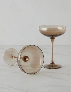Champagne Coupes (Set Of 2) By Estelle Colored Glass -Furniture Store ChampagneCoupes setof2 byEstelleColoredGlass AmberSmoke A0655149 17529