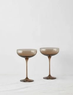 Champagne Coupes (Set Of 2) By Estelle Colored Glass -Furniture Store ChampagneCoupes setof2 byEstelle AmberSmoke