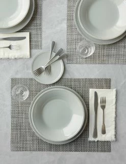 Basketweave Rectangle Placemat (set Of 4) By Chilewich -Furniture Store ChilewichBasketweaveRectanglePlacemat Oyster 0920