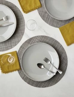 Basketweave Round Placemat (set Of 4) By Chilewich -Furniture Store ChilewichBasketweaveRoundPlacemat Oyster Setof4 6233