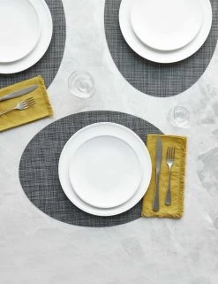 Mini Basketweave Oval Placemat (Set Of 4) By Chilewich -Furniture Store ChilewichMiniBasketweaveOvalPlacemat CoolGrey 0793
