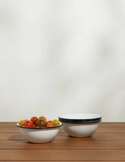 Enamelware Cereal Bowl (Set Of 4) By Crow Canyon -Furniture Store EnamelwareCerealBowl 20oz BlackRim Setof4 7497