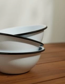 Enamelware Cereal Bowl (Set Of 4) By Crow Canyon -Furniture Store EnamelwareCerealBowl 20oz BlackRim Setof4 7498