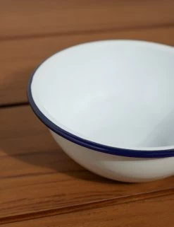 Enamelware Cereal Bowl (Set Of 4) By Crow Canyon -Furniture Store EnamelwareCerealBowl 20oz BlueRim Setof4 7510