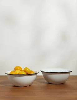 Enamelware Small Serve Bowl (Set Of 2) By Crow Canyon -Furniture Store EnamelwareSmallServeBowl BlackRim Setof2 7490