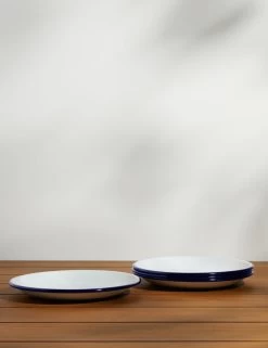 Enamelware Dinner Plate (Set Of 4) By Crow Canyon -Furniture Store Enamelware Dinner Plate Blue Rim Set of 4 2173