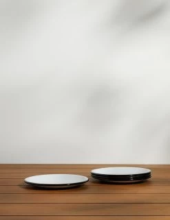 Enamelware Salad Plate (Set Of 4) By Crow Canyon -Furniture Store Enamelware Salad Plate Black Rim Set of 4 9795