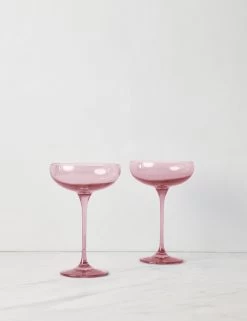 Champagne Coupes (Set Of 2) By Estelle Colored Glass -Furniture Store EstelleColoredGlassChampagneCoupes Rose Setof2 1 3