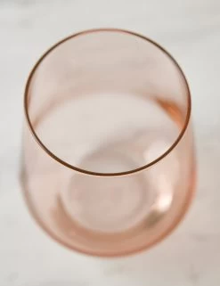 Stemless Wine Glass (Set Of 2) By Estelle Colored Glass -Furniture Store EstelleColoredGlassStemlessWineGlass Blush Setof2 2