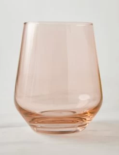 Stemless Wine Glass (Set Of 2) By Estelle Colored Glass -Furniture Store EstelleColoredGlassStemlessWineGlass Blush Setof2 3