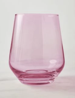 Stemless Wine Glass (Set Of 2) By Estelle Colored Glass -Furniture Store EstelleColoredGlassStemlessWineGlass RosePink Setof2 3