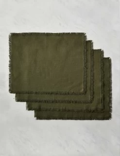 Essential Cotton Placemats (Set Of 4) By Hawkins New York -Furniture Store HawkinsNewYorkEssentialSetof4CottonPlacemats Olive 6343