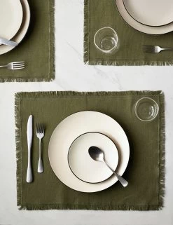 Essential Cotton Placemats (Set Of 4) By Hawkins New York -Furniture Store HawkinsNewYorkEssentialSetof4CottonPlacemats Olive 6346