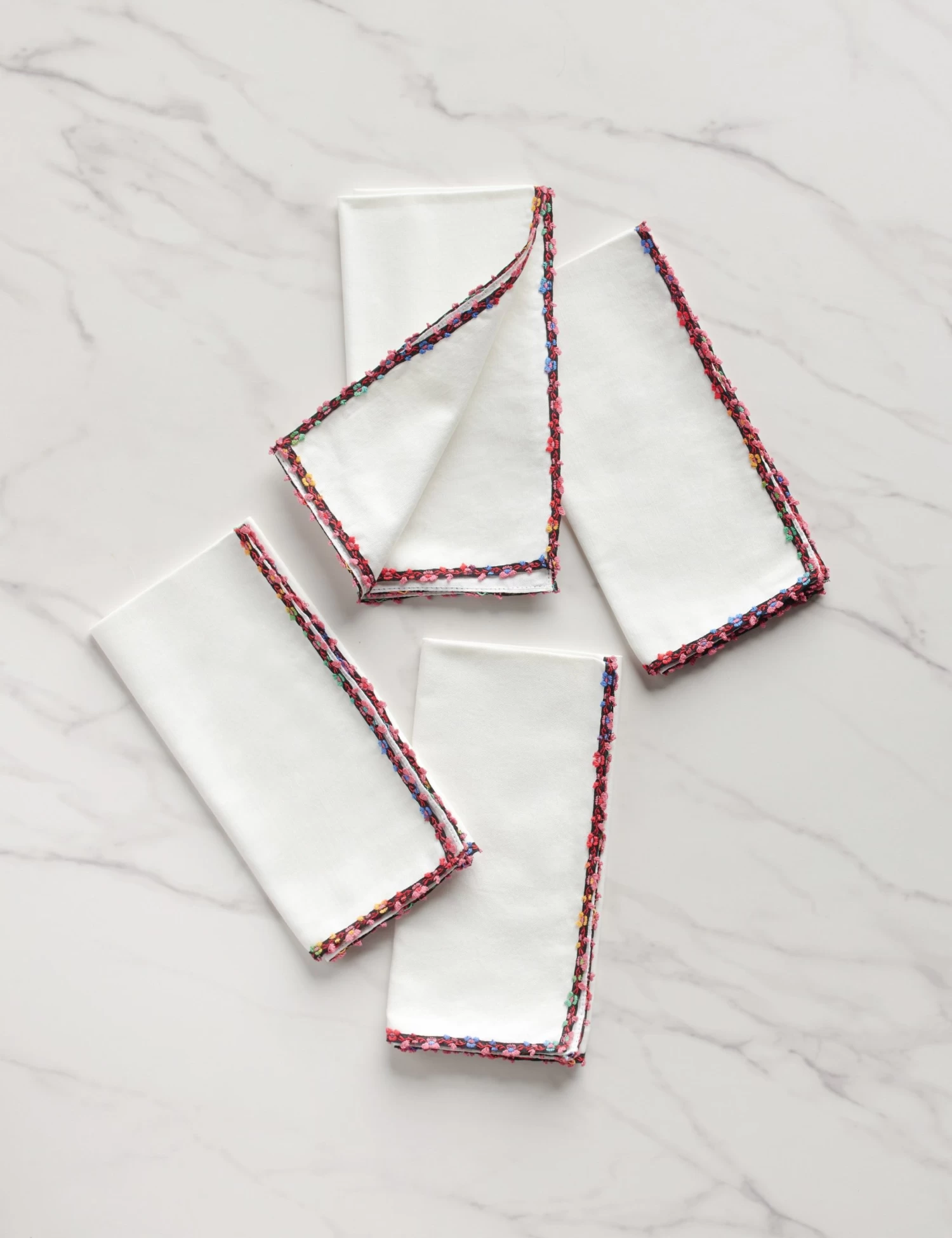 Fleur De Blanc Napkins (Set Of 4) By Atelier Saucier 1 Fleur De Blanc Napkins (Set Of 4) By Atelier Saucier