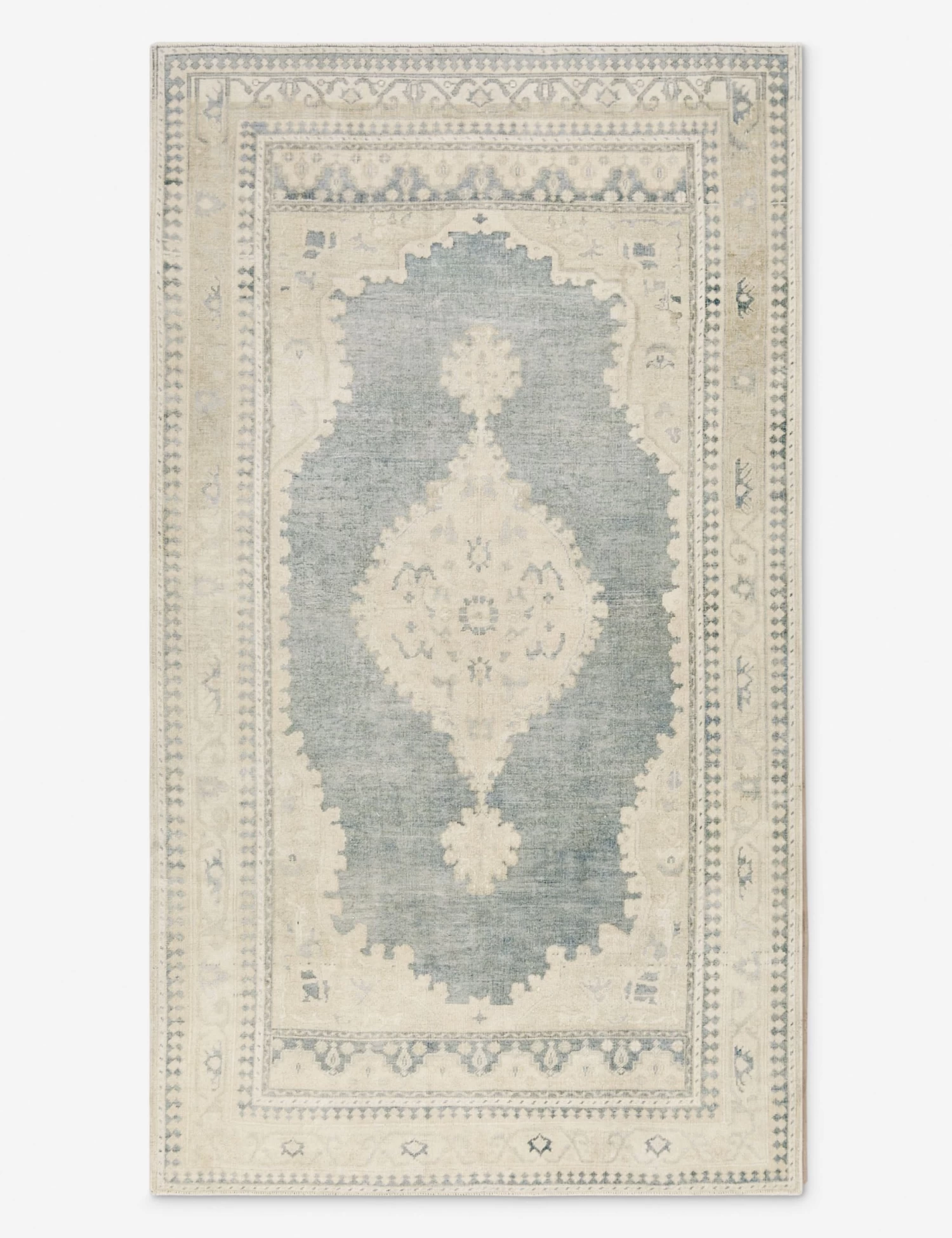 Vintage Turkish Hand-Knotted Wool Rug No. 417, 5'4" X 9'6" 1 Vintage Turkish Hand-Knotted Wool Rug No. 417, 5'4" X 9'6"