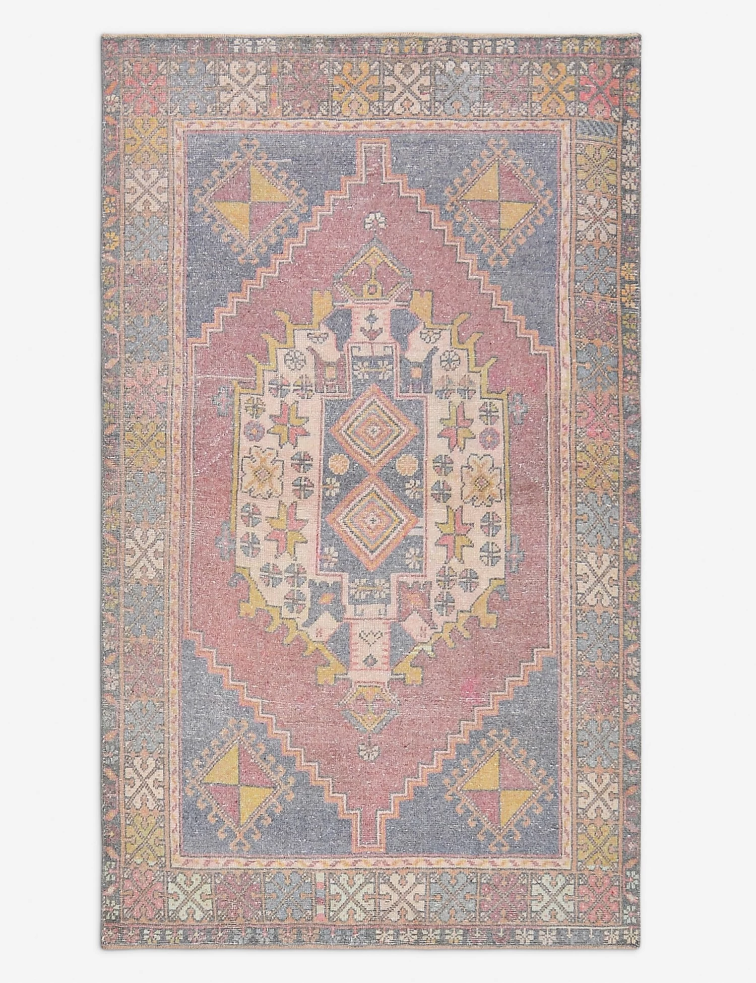 Vintage Turkish Hand-Knotted Wool Rug No. 500, 3' 11" X 6' 2" 1 Vintage Turkish Hand-Knotted Wool Rug No. 500, 3' 11" X 6' 2"