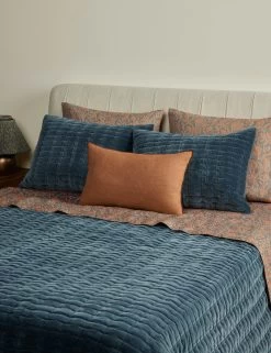 Anderson Velvet Quilt -Furniture Store Lulu and Georgia AndersonVelvetQuiltedSham StoneBlue Standard A0659686 4017 LIFESTYLE