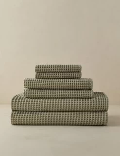 Bexley Organic Cotton Waffle Towel -Furniture Store Lulu and Georgia BexleyOrganicCottonTowel Sage Washcloth A0660387 985 Product