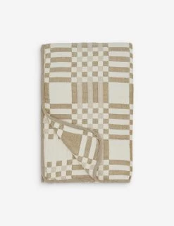 Simple Cotton Blanket By Hawkins New York -Furniture Store Lulu and Georgia simple plaid blanket ivory HNY.300.10.051.045 detail Product