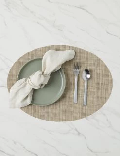 Mini Basketweave Oval Placemat (Set Of 4) By Chilewich -Furniture Store MiniBasketweaveOvalPlacemats Linen A0656939 4768 Product