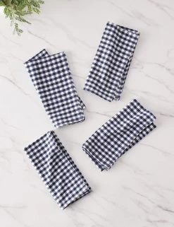 Mini Gingham Napkins (Set Of 4) By Heather Taylor Home -Furniture Store MiniGingham Indigo napkins setof4 15999