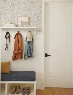 Dainty Leaves Wallpaper By Rylee + Cru -Furniture Store RMK12199R MudRoomVignette2 DaintyLeaves SITECROP