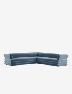 Babs Corner Sectional Sofa By Sarah Sherman Samuel -Furniture Store SSSStackedSectional HydrangeaVelvet 2