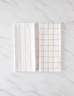 Simple Kitchen Towels (set Of 2) By Farmhouse Pottery -Furniture Store SimpleKitchenTowels WhitewithOchre 16260