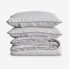 European Flax Piped Linen Duvet Set By Cultiver