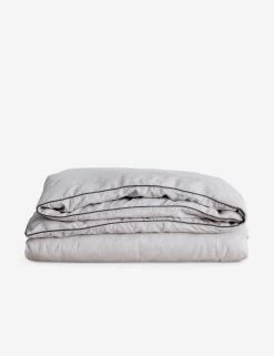 European Flax Piped Linen Duvet Cover By Cultiver