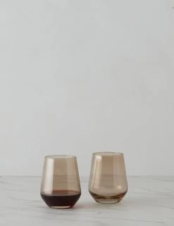Stemless Wine Glass (Set Of 2) By Estelle Colored Glass -Furniture Store StemlessWineGlass setof2 byEstel