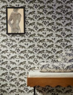 Tiger Grasscloth Wallpaper By Sarah Sherman Samuel -Furniture Store TigerGrassclothWallpaper Ivory A0655823 6344 SITECROP STUDIOLIFESTYLE