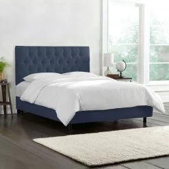 Amarise Bed -Furniture Store amarise linen tufted bed navy 3