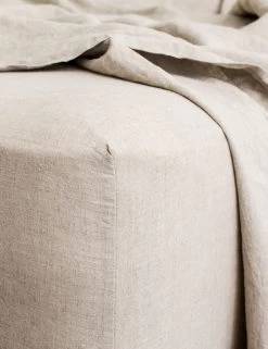 European Flax Linen Fitted Sheet By Cultiver -Furniture Store cultiver linen bedding natural fitted sheet 1 1