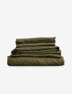 European Flax Linen Sheet Set By Cultiver -Furniture Store cultiver linen bedding olive sheet set 1 1