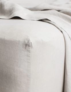 European Flax Linen Fitted Sheet By Cultiver -Furniture Store cultiver linen bedding smoke grey fitted sheet 1 1