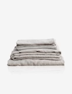 European Flax Linen Sheet Set By Cultiver -Furniture Store cultiver linen bedding smoke grey sheet set 1 1