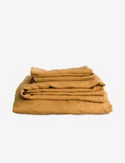 European Flax Linen Sheet Set By Cultiver -Furniture Store sheet set mustard